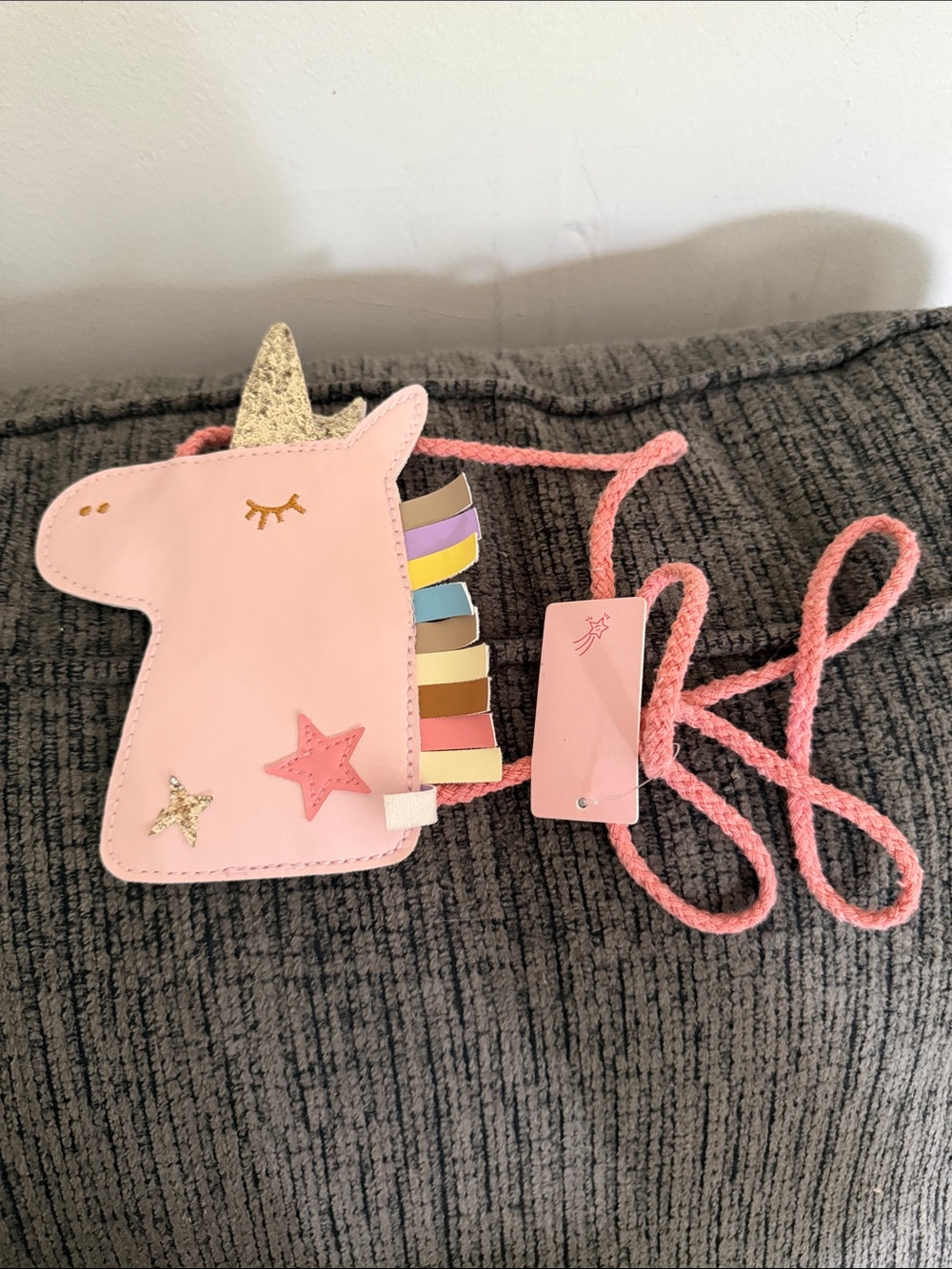F&F Pink Unicorn Crossbody Bag with Rainbow Mane
